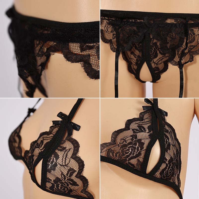 Spitzen-Dessous-Set mit Strapsgürteln – 013
