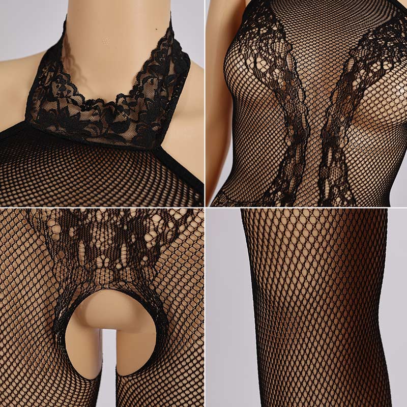 Spitzen-Blumen-Netz-Bodysuits – 010