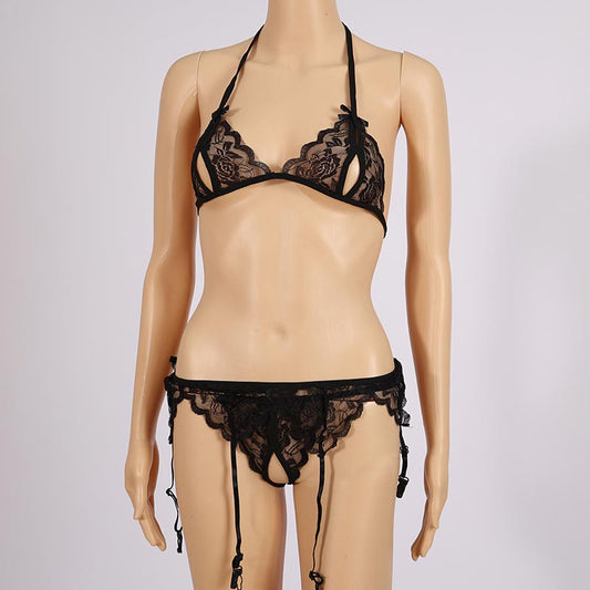 Spitzen-Dessous-Set mit Strapsgürteln – 013
