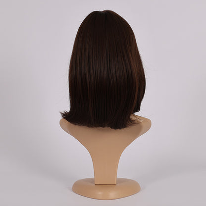 Braune schwarze Bob-Perücke mit Pony – JF013