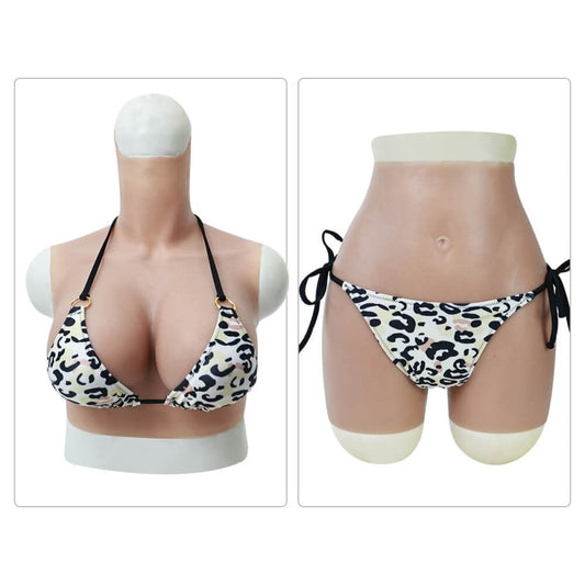 Schwarz-weißer Bikini mit Leopardenmuster