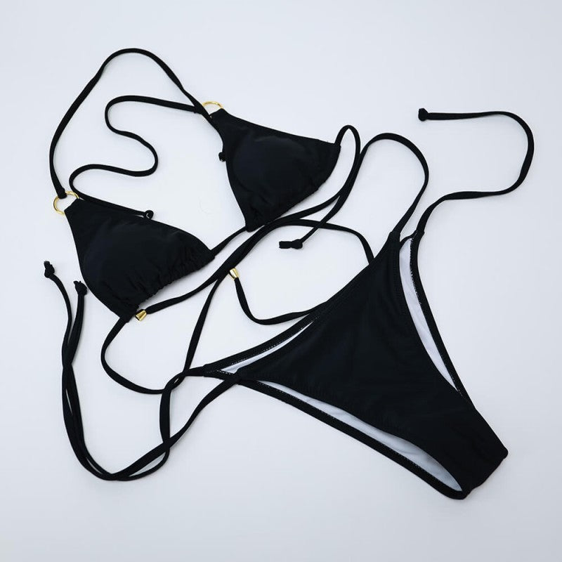 Hochelastischer Bikini – schwarz