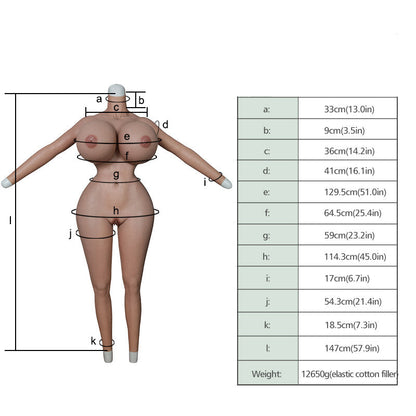 Body mit riesigen Brüsten und fettem Gesäß