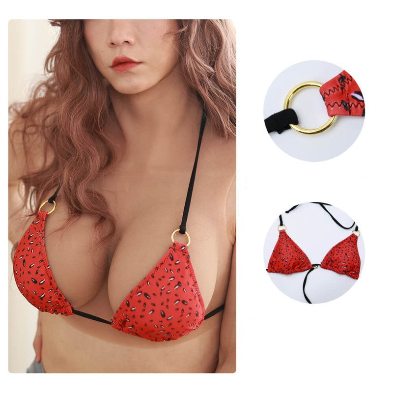 Seitlich gebundener String-Bikini mit Wassermelonenflecken