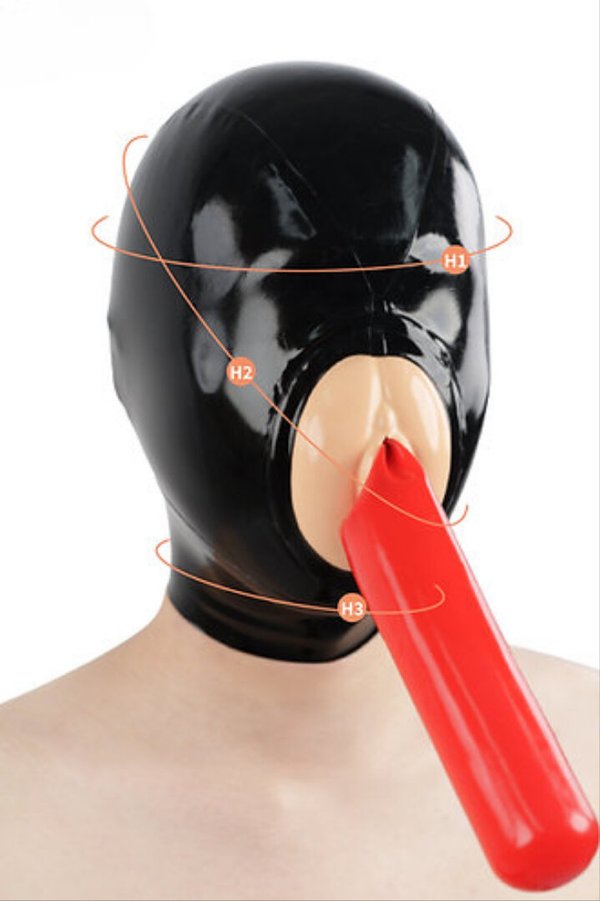 Pussy-Maske mit mikroporöser Latex-Haube und Kondom-Aufsatz (Einheitsgröße)