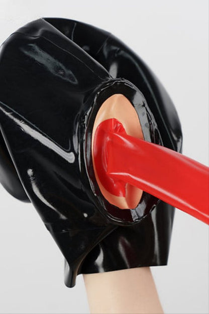 Pussy-Maske mit mikroporöser Latex-Haube und Kondom-Aufsatz (Einheitsgröße)