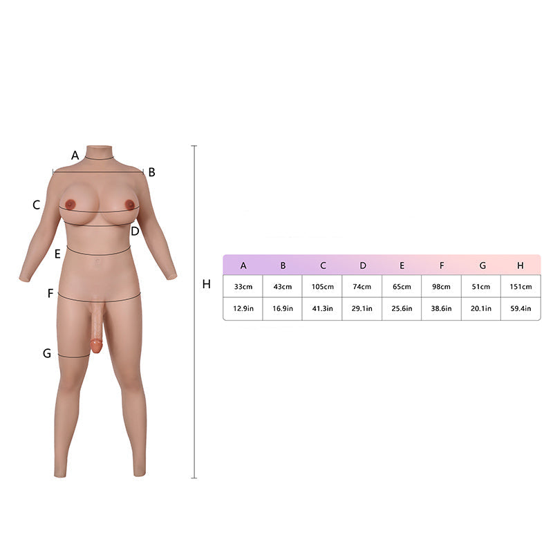 H-Cup-Body mit Analloch und Dildo