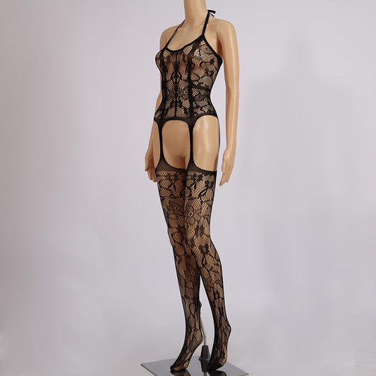 Netz-Bodysuits mit Spitzenblumenmuster - 002