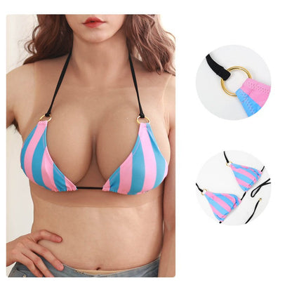 hoher rosa und blauer Bikini