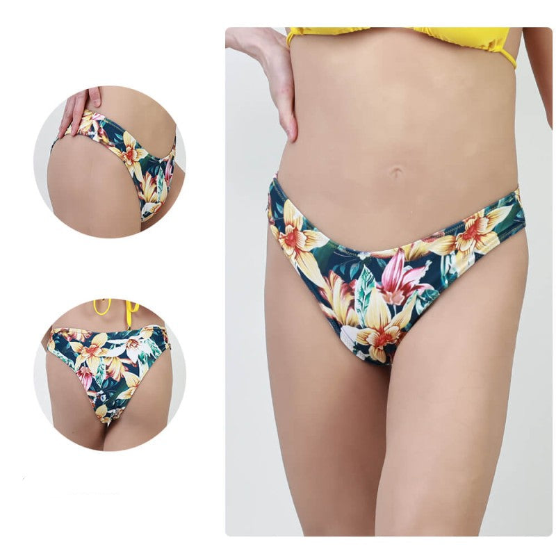 Gelber Mikro-Triangel-Hawaiian-Bikini mit Trägern