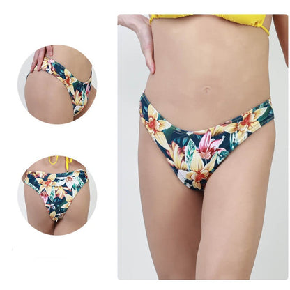 Gelber Mikro-Triangel-Hawaiian-Bikini mit Trägern