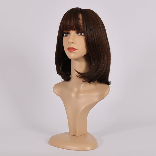 Braune schwarze Bob-Perücke mit Pony – JF013
