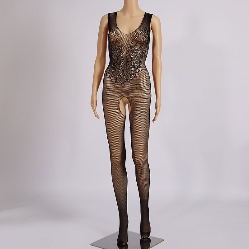 Spitzen-Blumen-Netz-Bodysuits – 008