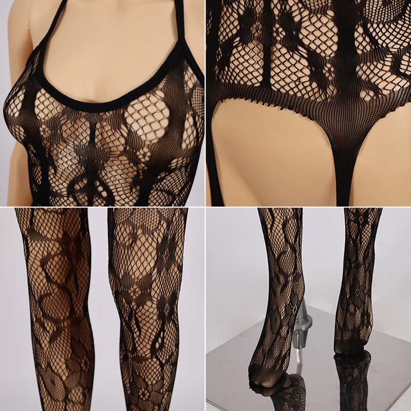 Netz-Bodysuits mit Spitzenblumenmuster - 002