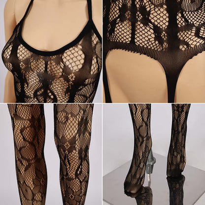 Netz-Bodysuits mit Spitzenblumenmuster - 002