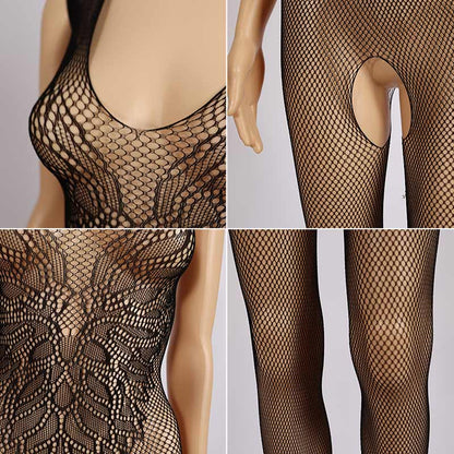 Spitzen-Blumen-Netz-Bodysuits – 008