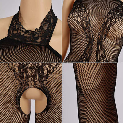 Spitzen-Blumen-Netz-Bodysuits – 010