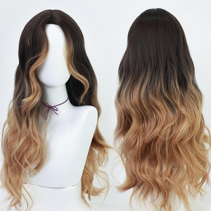 Lange Perücke in Ombre-Blond-Mix-Braun – JF003