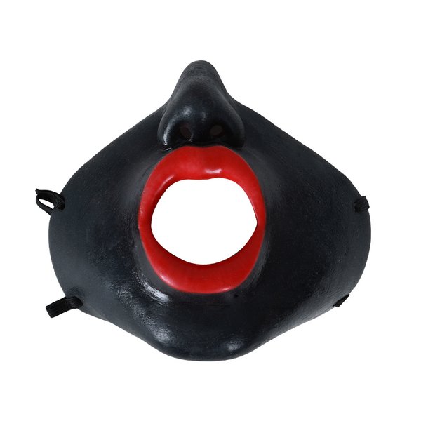 Silikon-Halbmaske mit offenem Mund – schwarze Haut mit roten Lippen