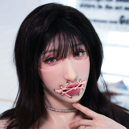 Neue Fetisch-Halbmaske mit Schnürung – Rosa