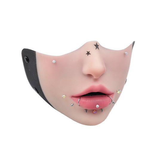 Neue Fetisch-Halbmaske mit Ziernähten – Mehrfarbige Schnallen