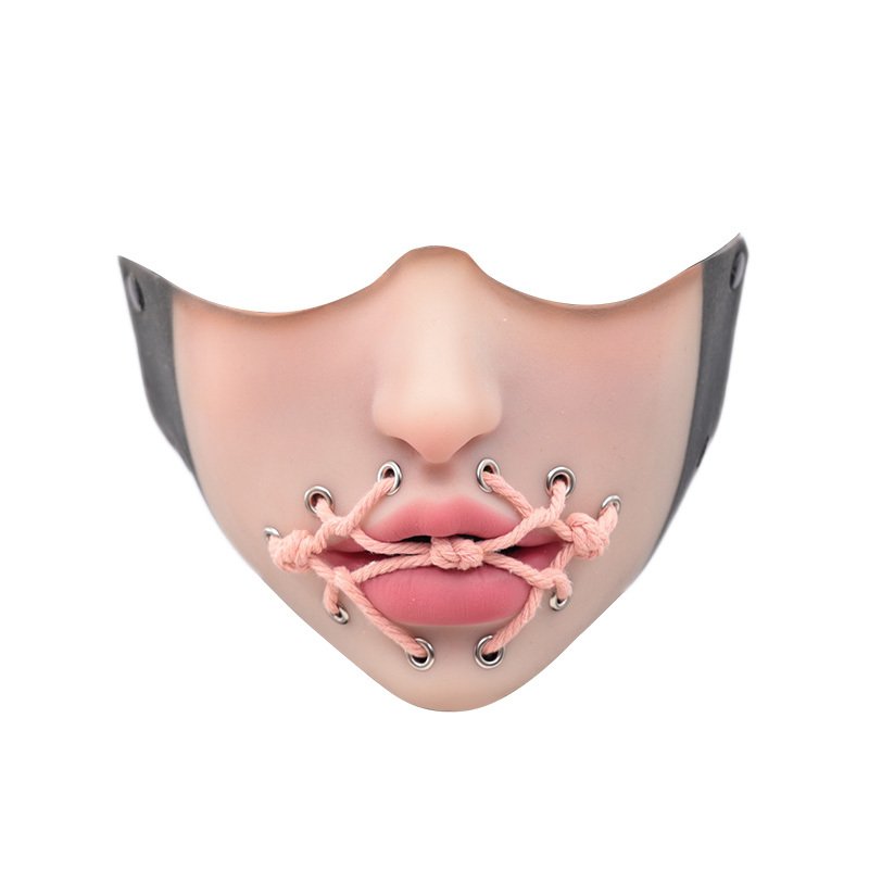 Neue Fetisch-Halbmaske mit Schnürung – Rosa