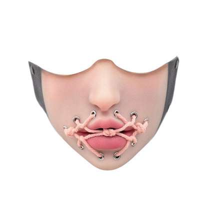 Neue Fetisch-Halbmaske mit Schnürung – Rosa