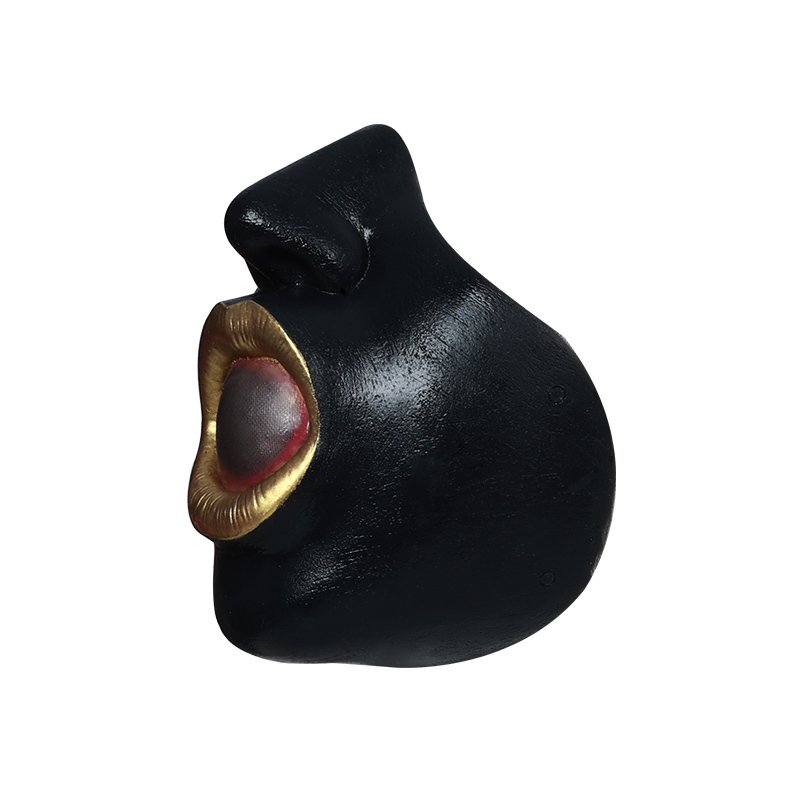 Silikon-Halbmaske mit offenem Mund – schwarze Haut mit goldenen Lippen