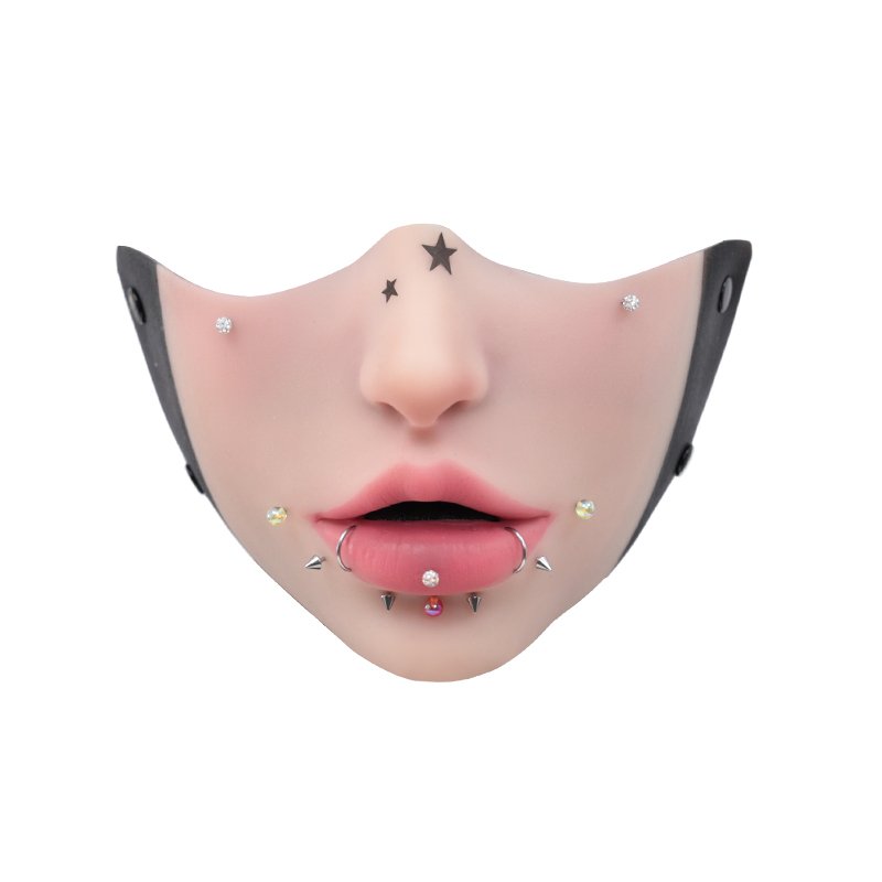 Neue Fetisch-Halbmaske mit Ziernähten – Mehrfarbige Schnallen
