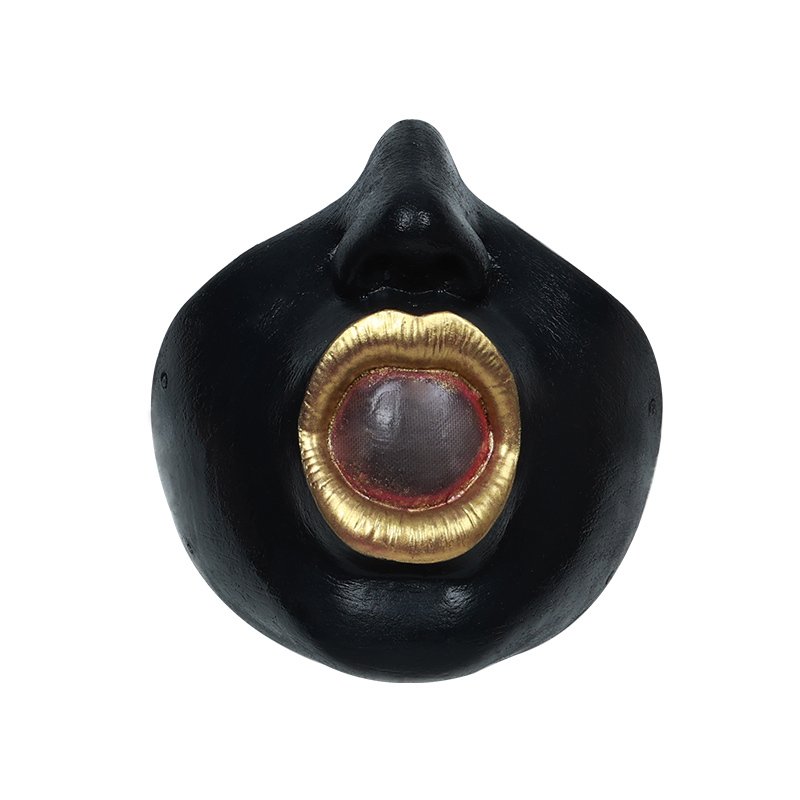 Silikon-Halbmaske mit offenem Mund – schwarze Haut mit goldenen Lippen