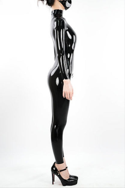 Einfacher Latex-Anzug [Standardgrößen für Damen] Schwarz 0,4 mm
