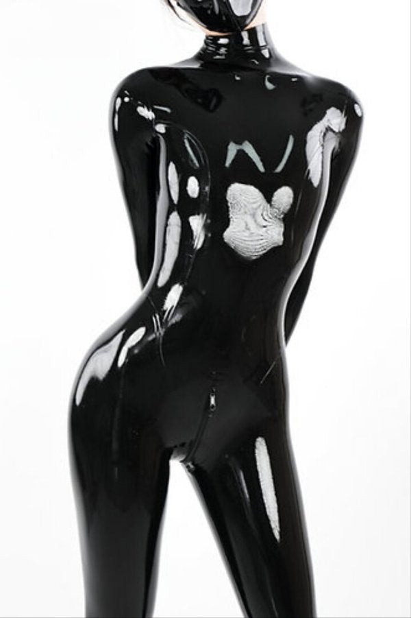 Einfacher Latex-Anzug [Standardgrößen für Damen] Schwarz 0,4 mm