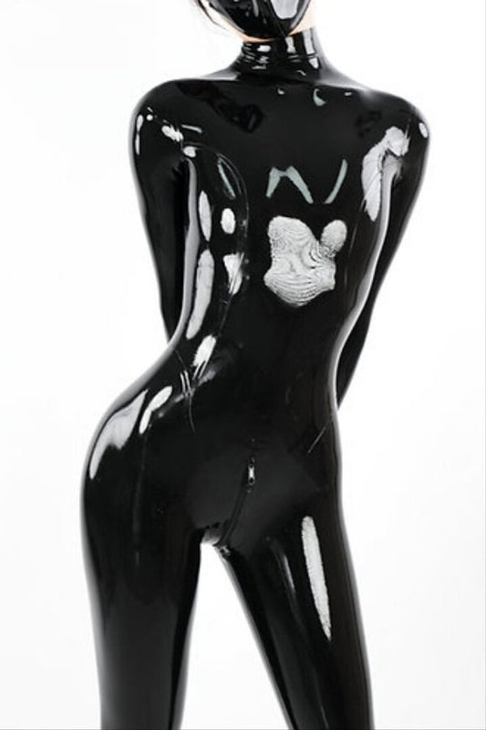 Einfacher Latex-Anzug [Standardgrößen für Damen] Schwarz 0,4 mm
