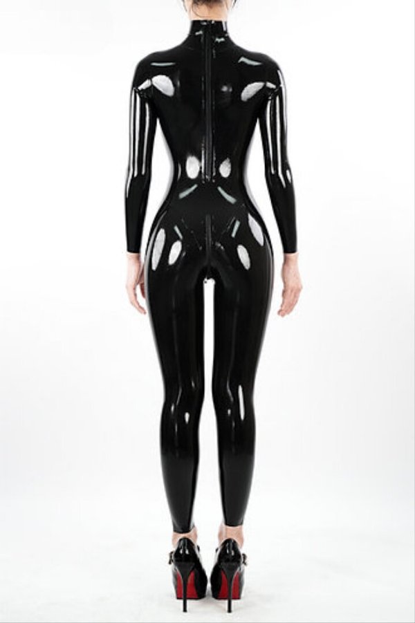 Einfacher Latex-Anzug [Standardgrößen für Damen] Schwarz 0,4 mm