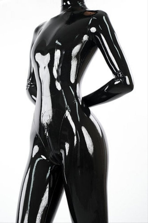 Einfacher Latex-Anzug [Standardgrößen für Damen] Schwarz 0,4 mm