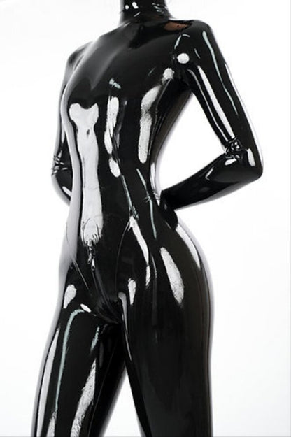 Einfacher Latex-Anzug [Standardgrößen für Damen] Schwarz 0,4 mm