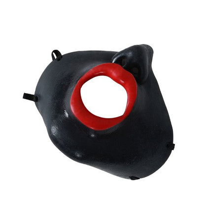 Silikon-Halbmaske mit offenem Mund – schwarze Haut mit roten Lippen