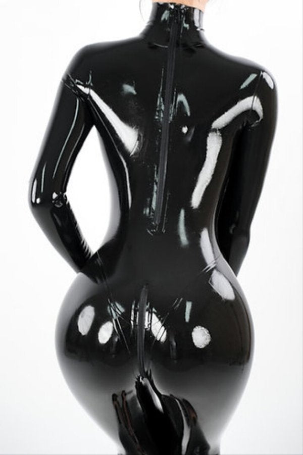Einfacher Latex-Anzug [Standardgrößen für Damen] Schwarz 0,4 mm