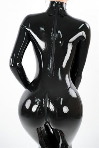 Einfacher Latex-Anzug [Standardgrößen für Damen] Schwarz 0,4 mm
